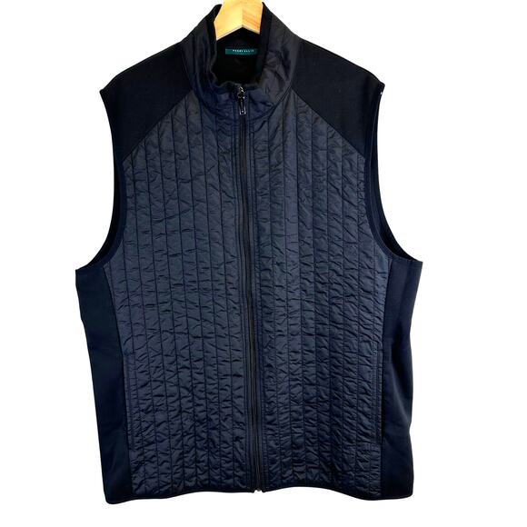Perry Ellis Black Puffer Knit Fully Lined Stand Up Collar Vest Mens Size XL - Picture 1 of 13
